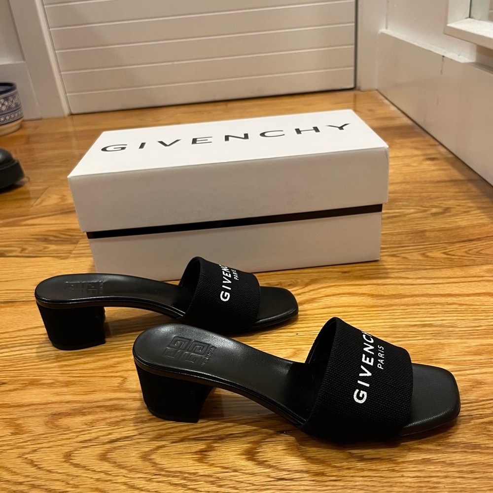 Givenchy Black Cotton 4G Heel Sandals - NEW